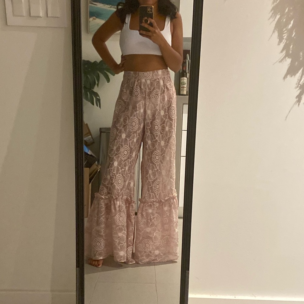 Printed Flare Pants Beach Cover Up